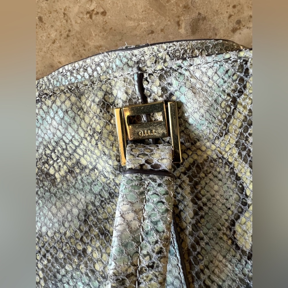 G.I.L.I. Snake-Embossed Gray & Black Hobo Bag - Picture 6 of 15